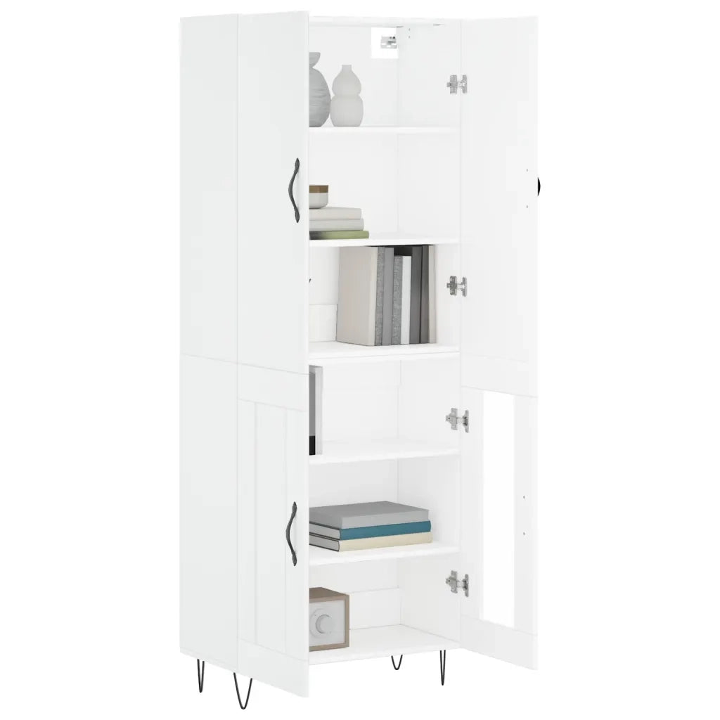 Credenza-Buffet-Armadio da cucina Bianca 69,5x34x180 cm in Legno Multistrato 293074