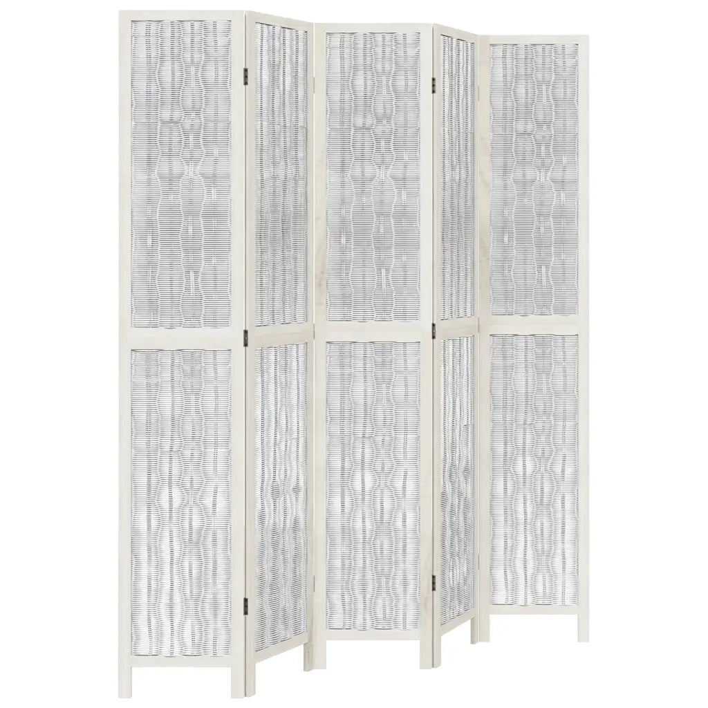Divisorio Ambienti 5Pannelli Bianco Legno Massello di Paulownia 358680