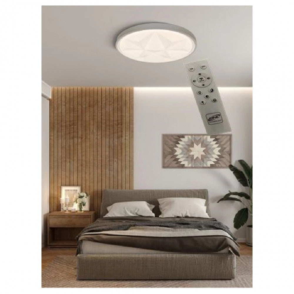 Trade Shop - Plafoniera Smart Diamond Led 60w Dimmerabile Moderno Tondo Luce 6500k 4000k - -bianco Naturale      -