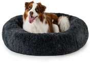 Letto per cani Donut, imbottitura soffice e bordo alto 100 cm grigio scuro