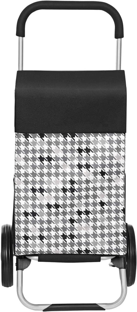Carrello spesa carrello spesa passeggino market capacità 40 litri con portaoggetti ruote silenziose gancio 47 x 33 x 97 cm nero fantasia pied de poule 12_0003373
