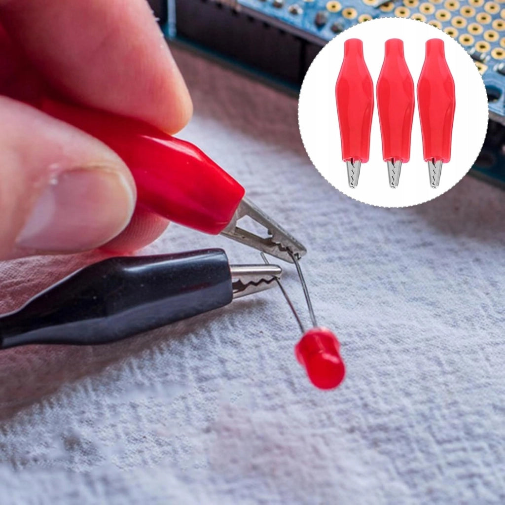 Pinze a Coccodrillo Isolate Rosse 35mm – Set di 4 | Alta Qualità, Isolamento Sicuro, Facile da Usare
