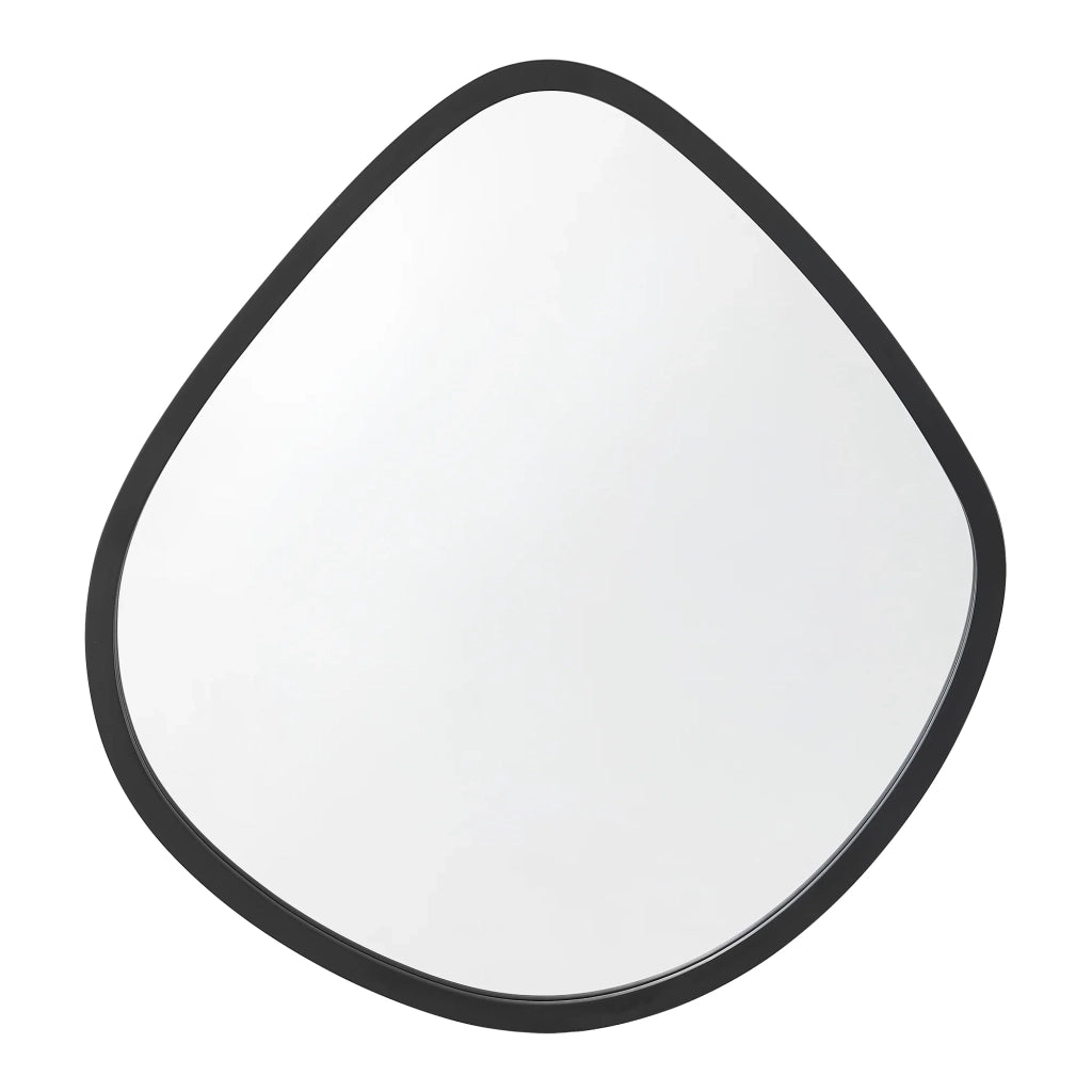 Specchio da parete rotondo 64 x 60 cm nero opaco 03_0007904