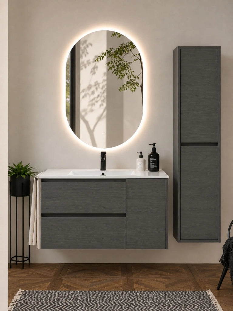 Mobile bagno con lavabo ORIGENBATH ITACA senza specchio 100x40 cm grafite con colonna
