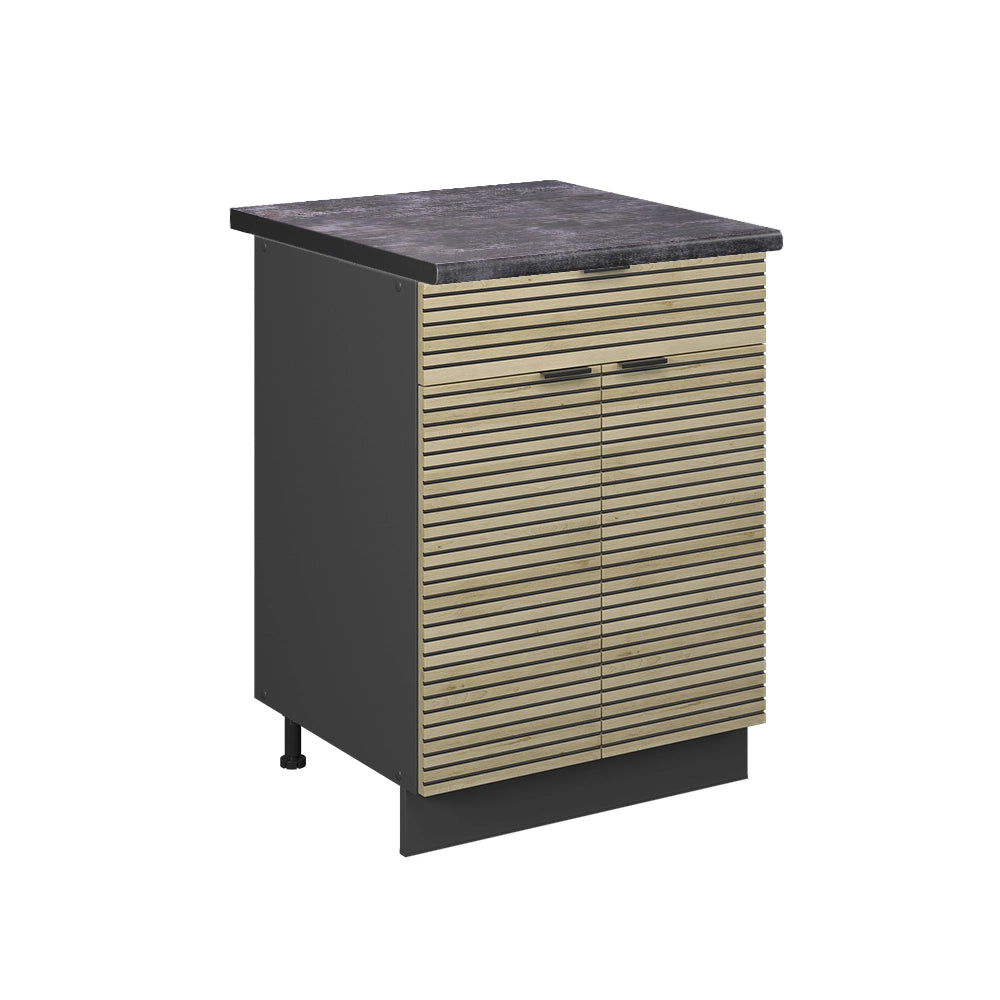 Mobiletto base per cucina Fame-Line Pannello in quercia/Antracite 60 cm con cassetto, PL Antracite Vicco