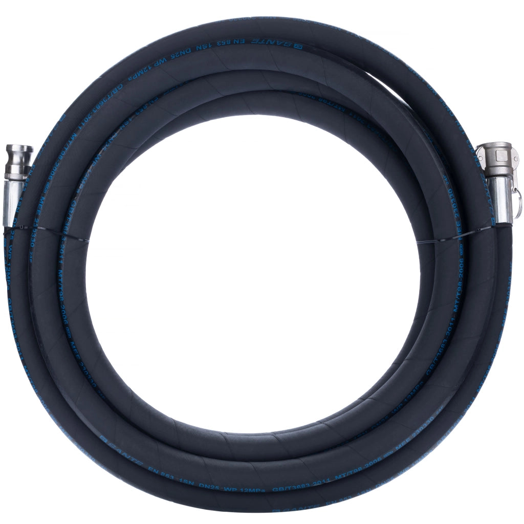Tubo per Intonacatrice DN25 10M – Alta Resistenza, Pressione Max 40 Bar | Camlock Idraulico | Uso per Intonaci Macchine