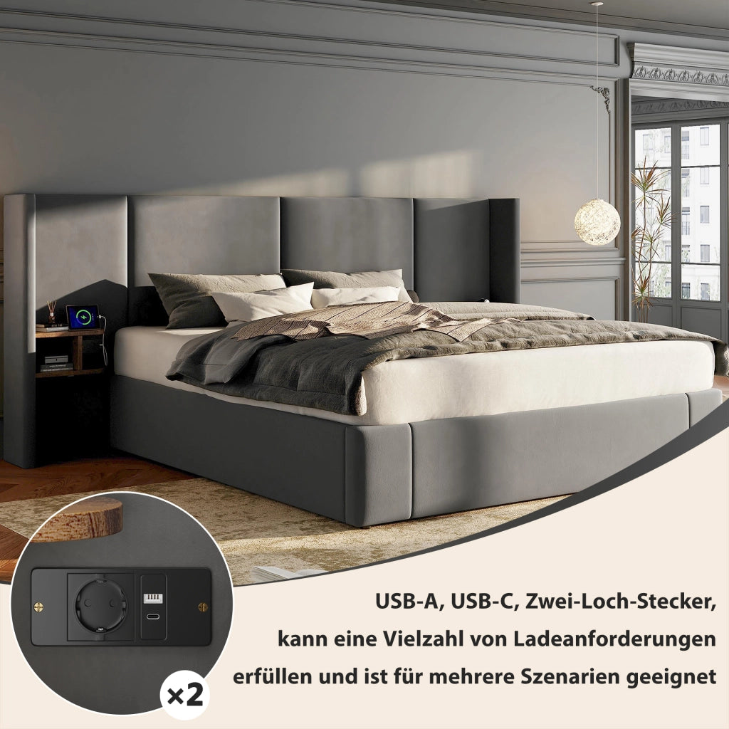 letto imbottito velluto beige 160 x 200 cm