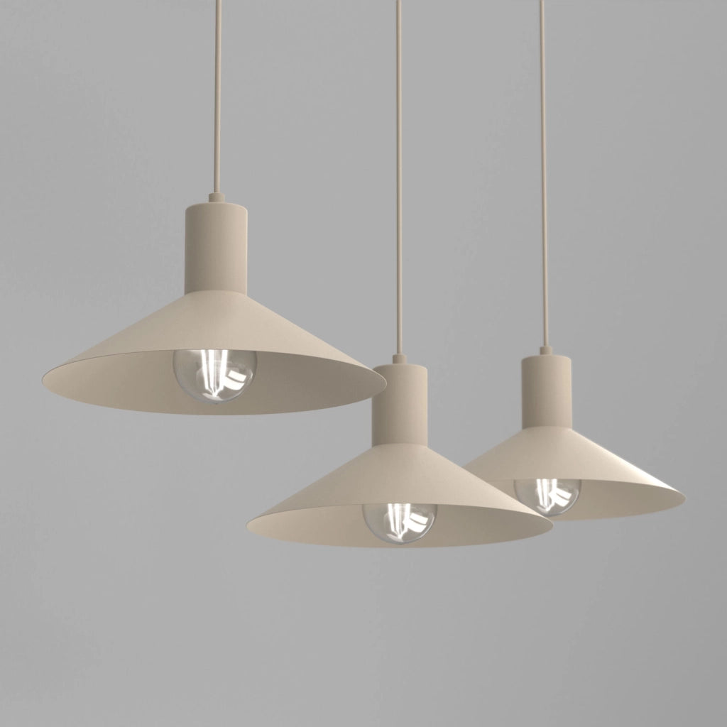 Lampadario sospeso Nox 3 luci E27 beige metallo
