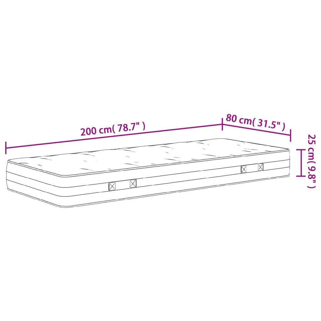Materasso a Molle Insacchettate Medio Rigido 80x200 cm 372847