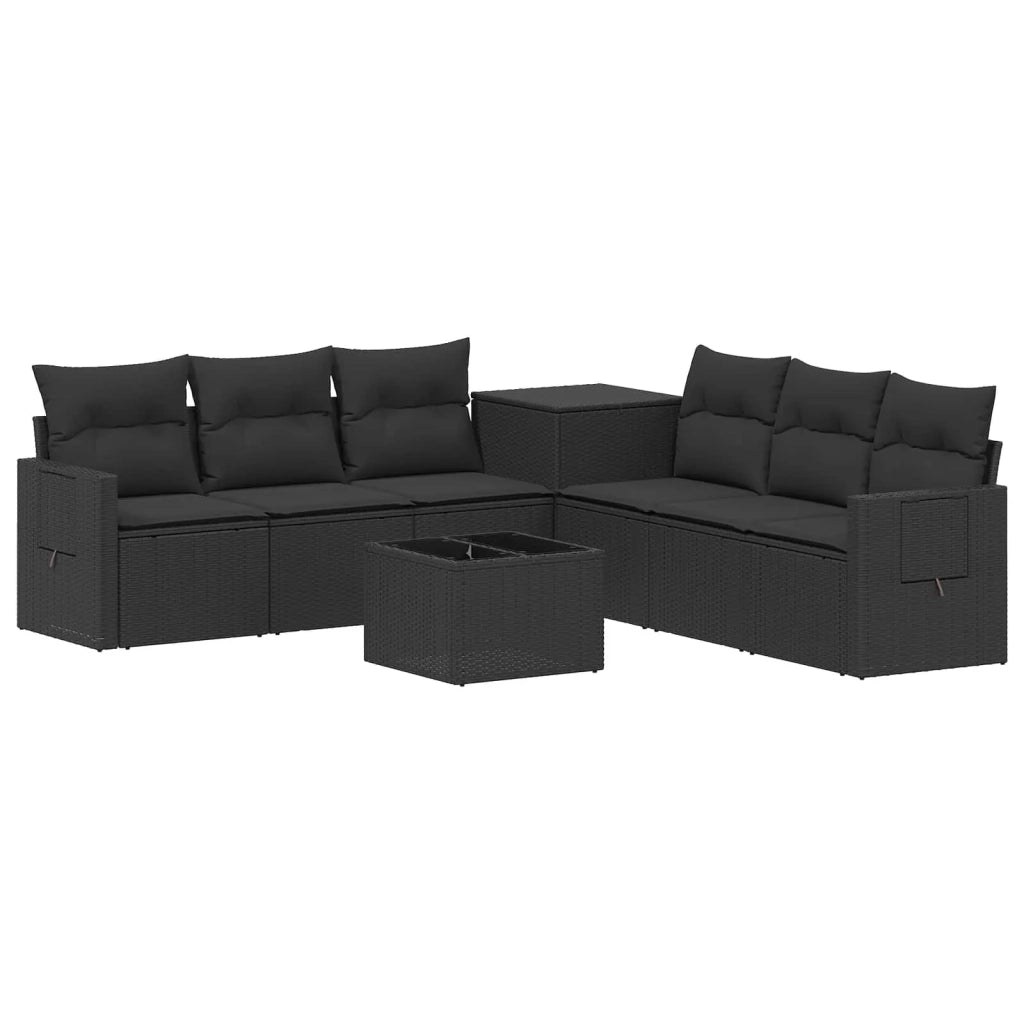 Set di divani 8 pz Nero Rattan sintetico e Acciaio 3448368