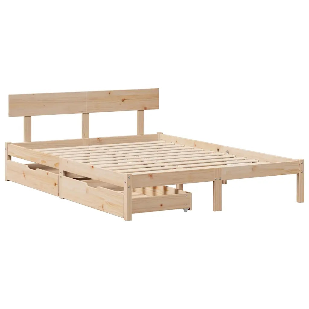 Letto senza Materasso 140x200 cm in Legno Massello di Pino 3301514