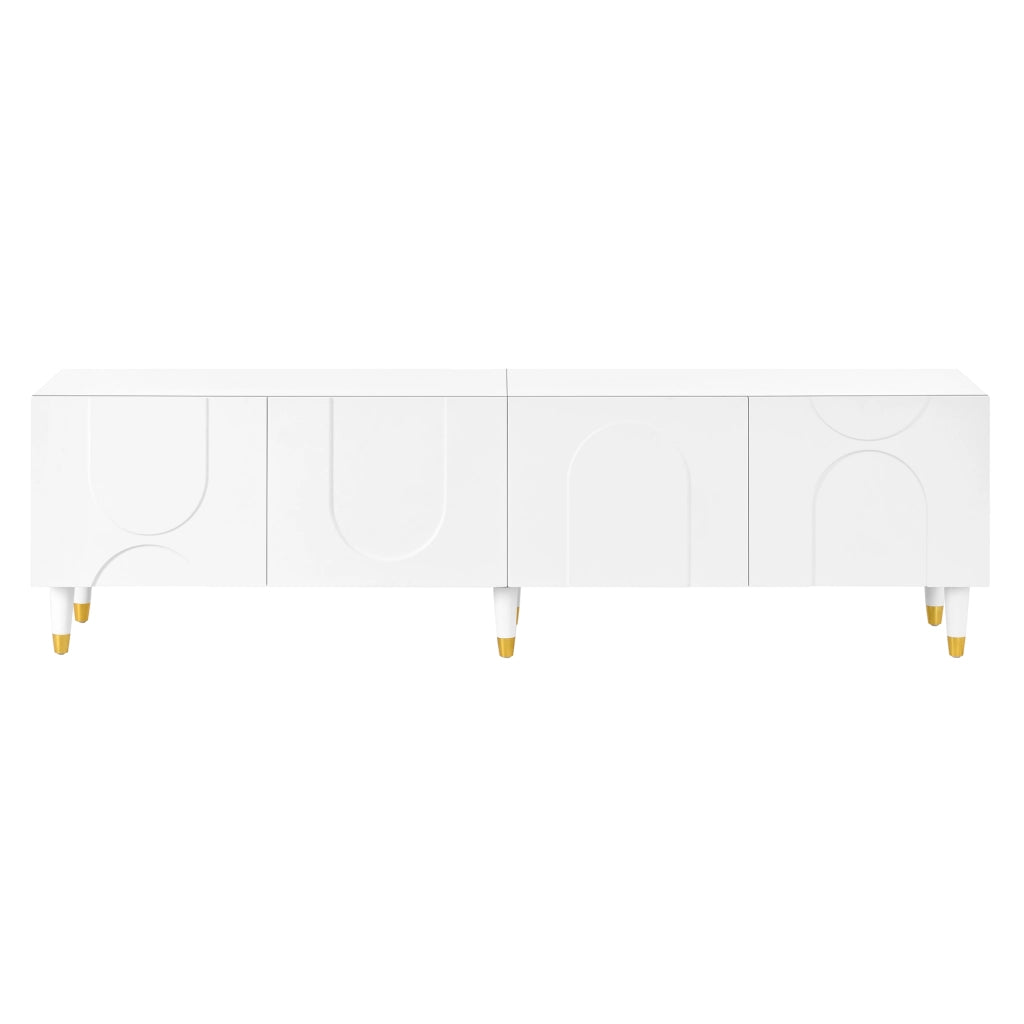 Mobile TV con 4 ante; vani aperti e passacavi - per soggiorno - 180 x 40 x 50 cm - bianco