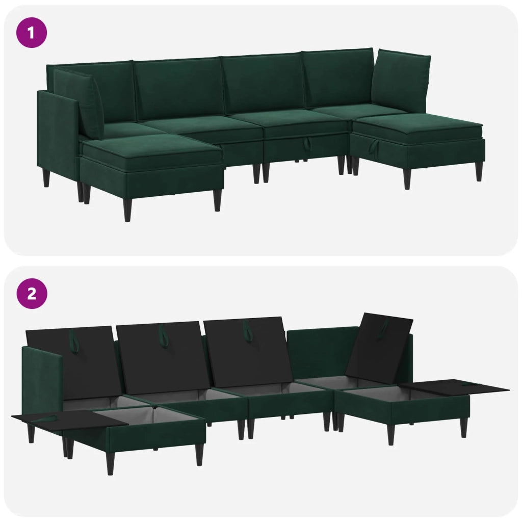 Set di mobili per il soggiorno 6 pcs Verde Scuro Velluto