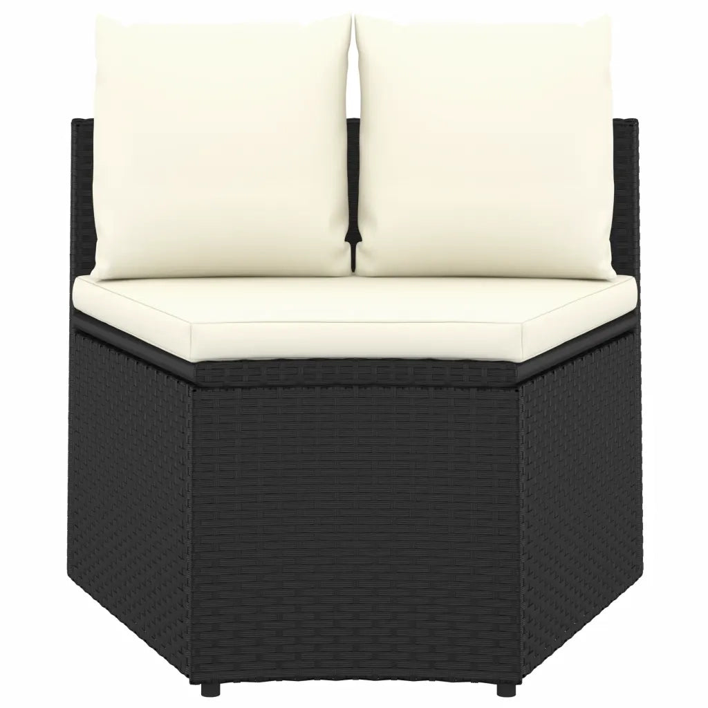 Set Divani da Giardino 5 pz con Cuscini in Polyrattan Nero 3064908