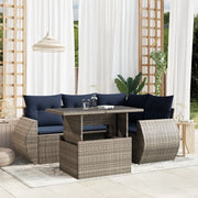 Set Divani da Giardino 5 pz con Cuscini Grigio in Polyrattan 3268511