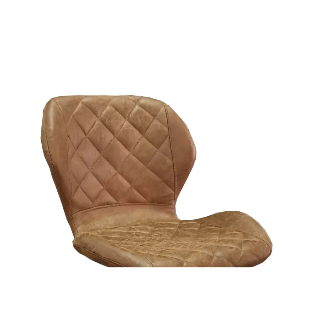 Sgabello da bar MABEL - PU cognac - Altezza regolabile 90-111 cm - Piedi in metallo - Stile vintage