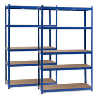 Set 2x Scaffali a incastro per carichi pesanti Blu 120x50x200cm 5 ripiani 175kg/piano