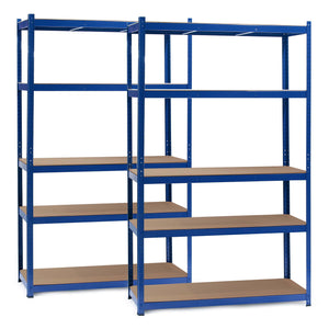 Set 2x Scaffali a incastro per carichi pesanti Blu 120x50x200cm 5 ripiani 175kg/piano