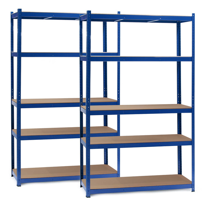 Set 2x Scaffali a incastro per carichi pesanti Blu 120x50x200cm 5 ripiani 175kg/piano