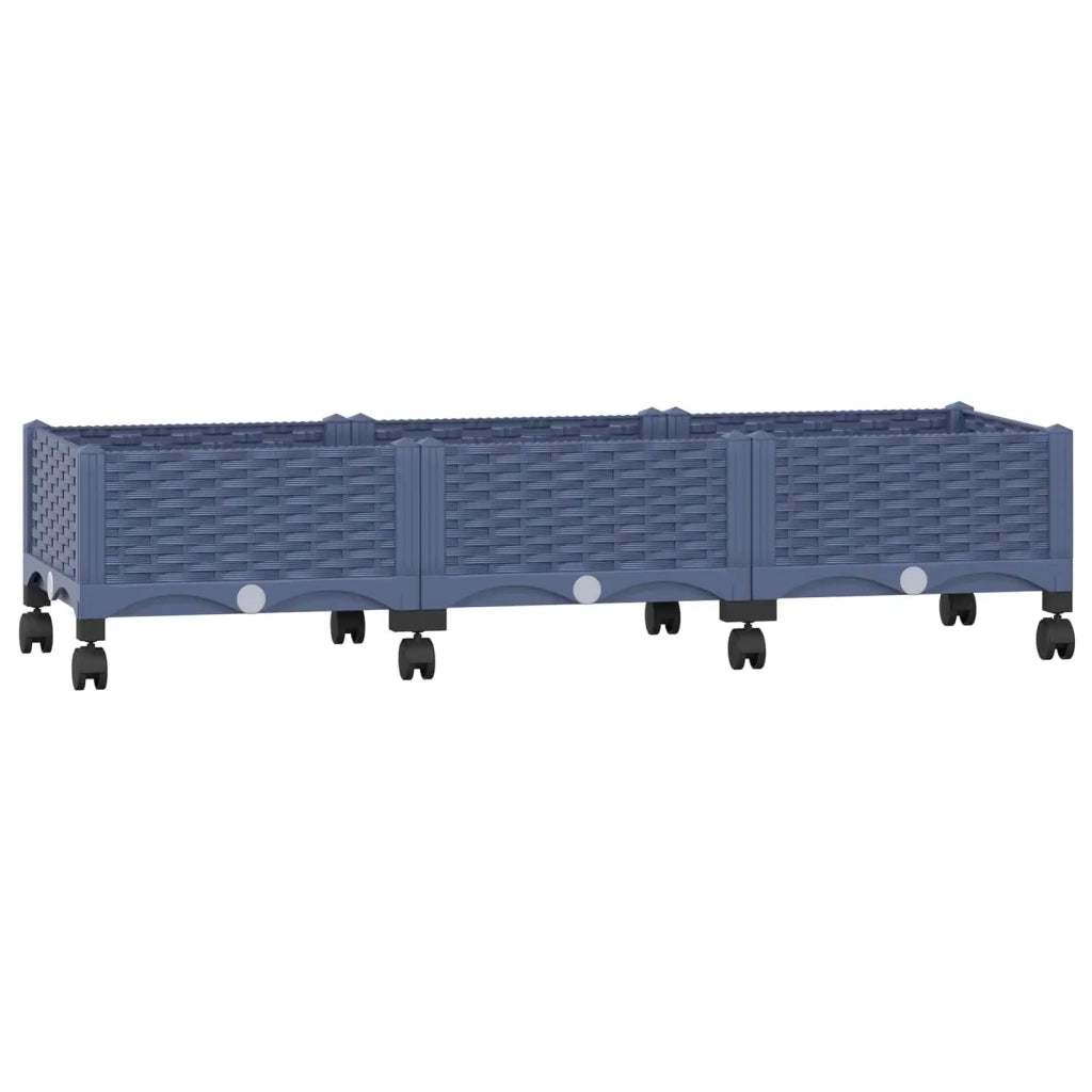 Vaso da Giardino con Ruote Blu Grigio 120 x 40 x 33 cm PP 3423043