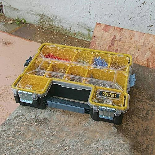 Stanley 1-97-518 FatMax Organizer Professionale 10 Scomparti Rimovibili Chiusure in Metallo Guarnizione Anti-Umidita' 44,6x35,7x11,6 cm
