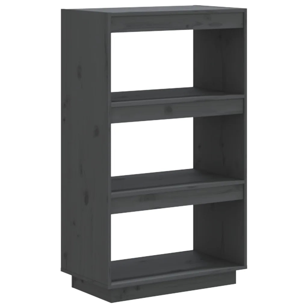 Libreria Divisorio-Scaffale per Libri-Mobile di Stoccaggio Grigio 60x35x103cm in Legno Massello di Pino