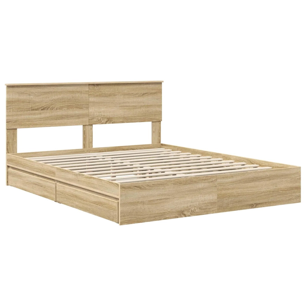 Letto con Contenitore con testiera Rovere Sonoma 160 x 200 cm 3410779