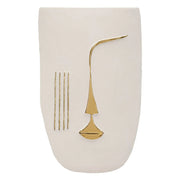 Decorazione da parete Mumbasa in ceramica bianca e oro lucido