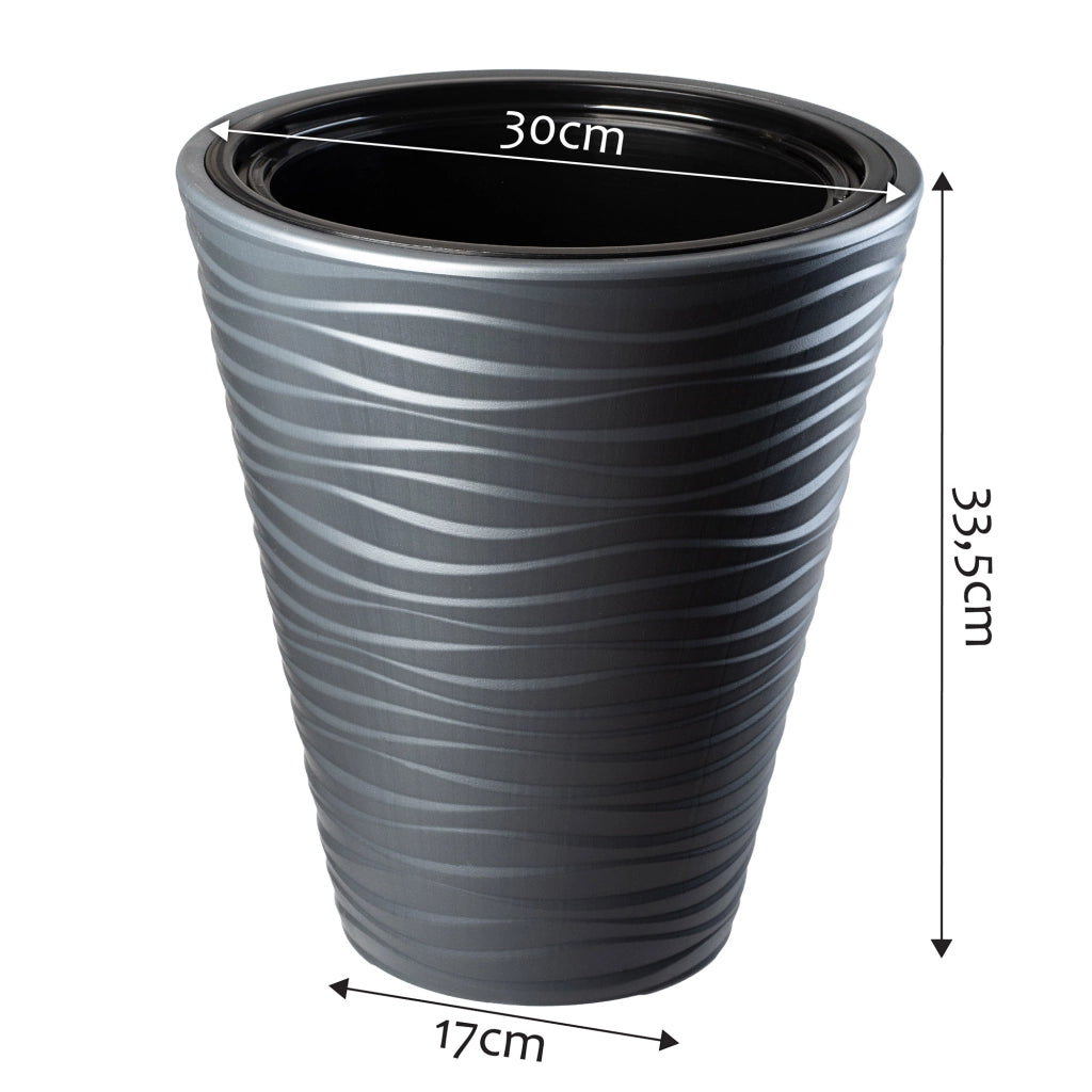 Vaso da fiori KADAX da 30 cm con coperchio e inserto in plastica antracite