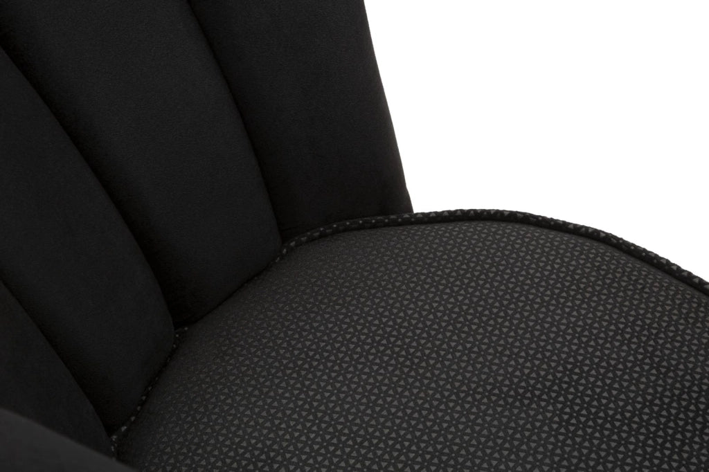 Poltrona elegante, tessuto imbottito nero, gambe metallo dorate 83x76x78cm Vienna Plus