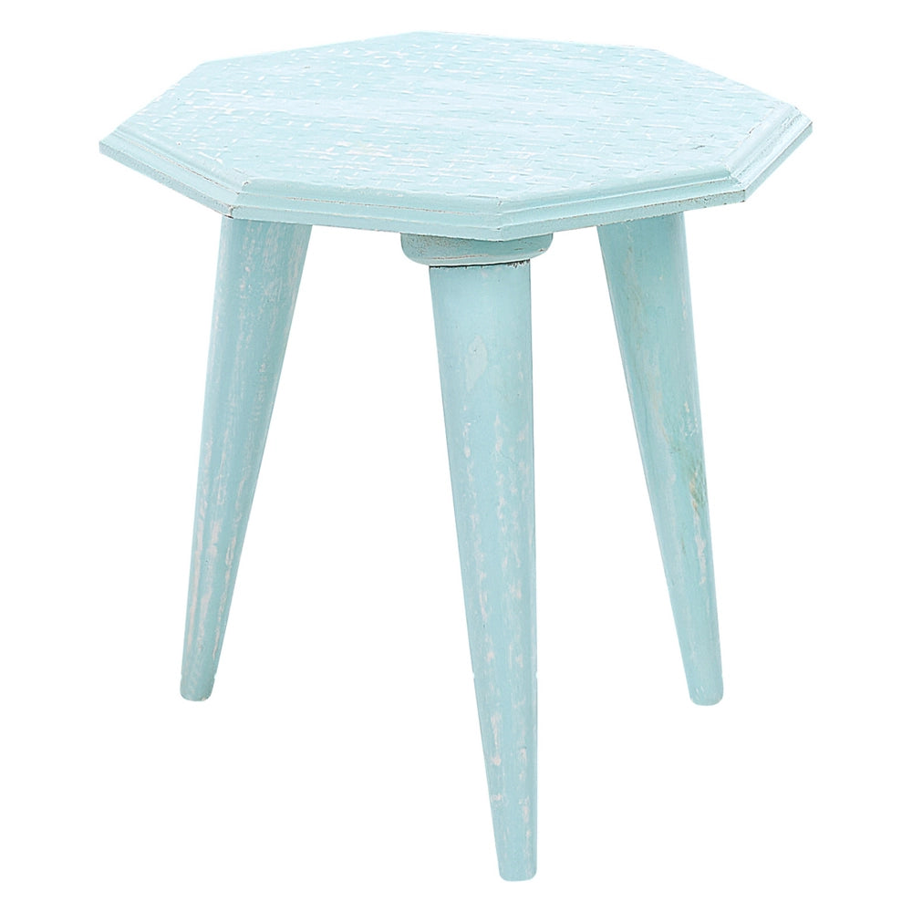 Set di 2 tavolini da caffè in legno di mango di colore azzurro stile classico retrò soggiorno salotto