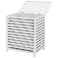 Cesta per il Bucato di Bambù Capacità 55L Cesto per Biancheria con 2 Manici e Borsa Estraibile 50x36x60 cm Bianco