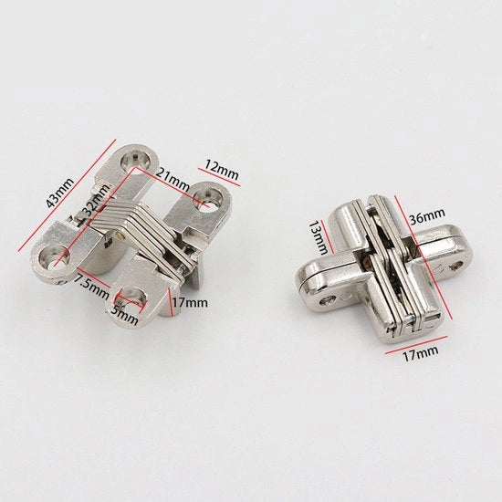 Scharnieri a cerniera per tavolo e sedie, 2 pezzi, 40 g di argento, chiusura nascosta, accessori per porte scorrevoli.
