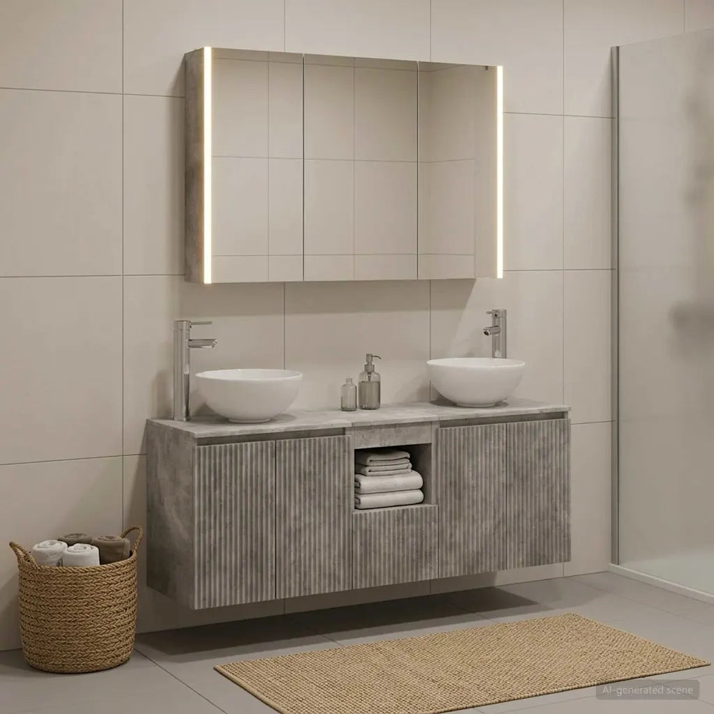 Set di Armadi da Bagno 4 pcs Grigio Cemento 3406346