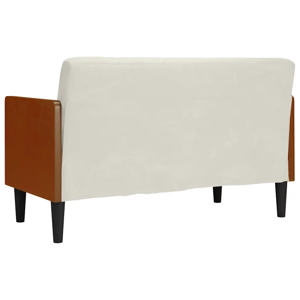 Divano Divanetto con Cuscini Bolster Crema 110 cm Velluto