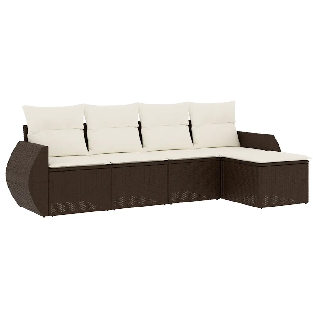 Set Divano da Giardino 5 pz con Cuscini Marrone in Polyrattan 3253630
