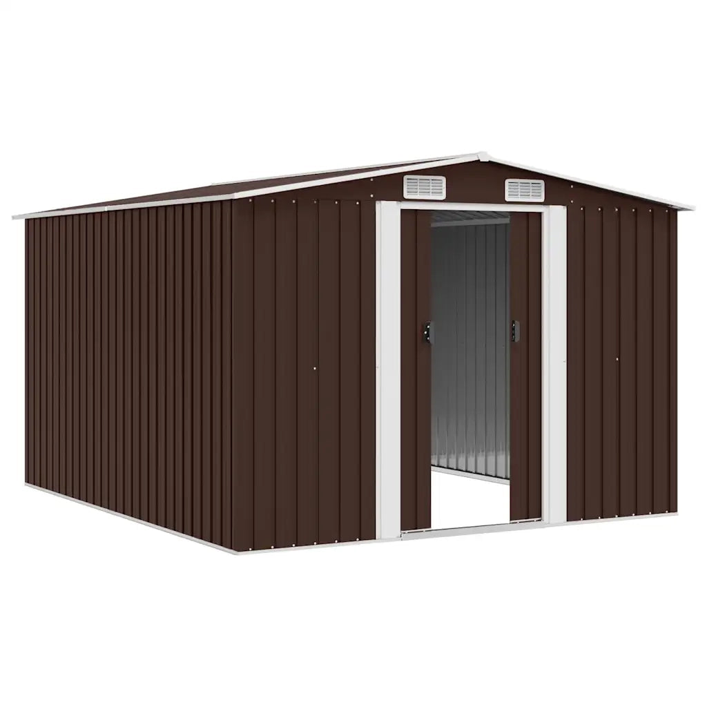Casetta da Giardino 257x298x178 cm in Metallo Marrone 143343