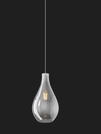 SOSP. CROMO 5 LUCI TONDA VETRI PICCOLI FUME' 1193CR-S5 TP-FU