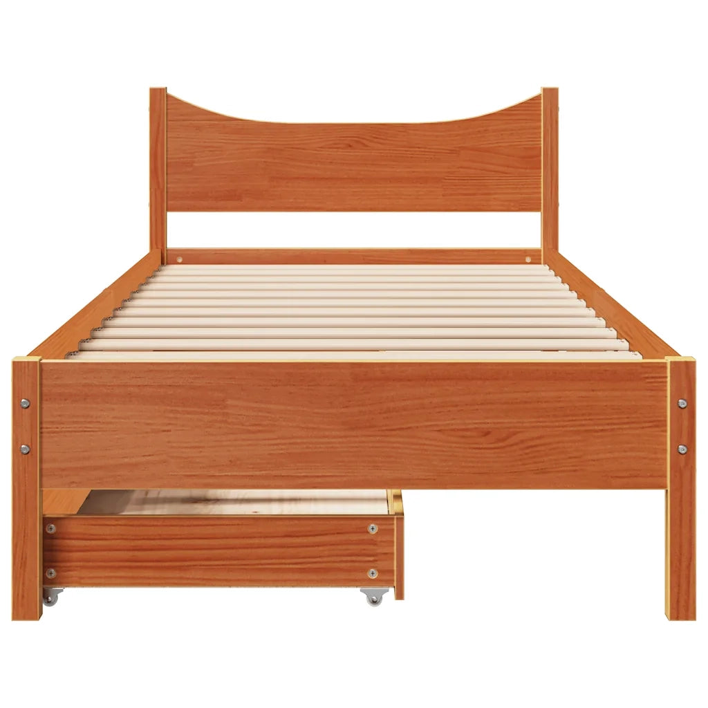 Giroletto Cassetti Marrone Cera 75x190cm in Legno Massello Pino 3301931