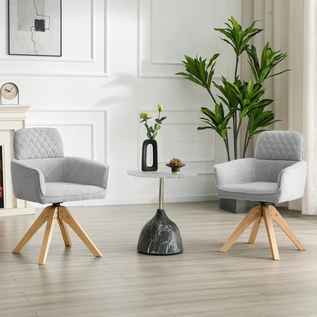 SEDIA Girevole 360° Set da 2 pezzi 85 cm Tessuto grigio e legno massello