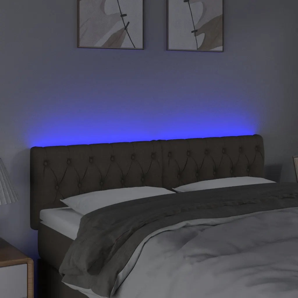 Testiera a LED Tortora 160x7x78/88 cm in Tessuto 3121958