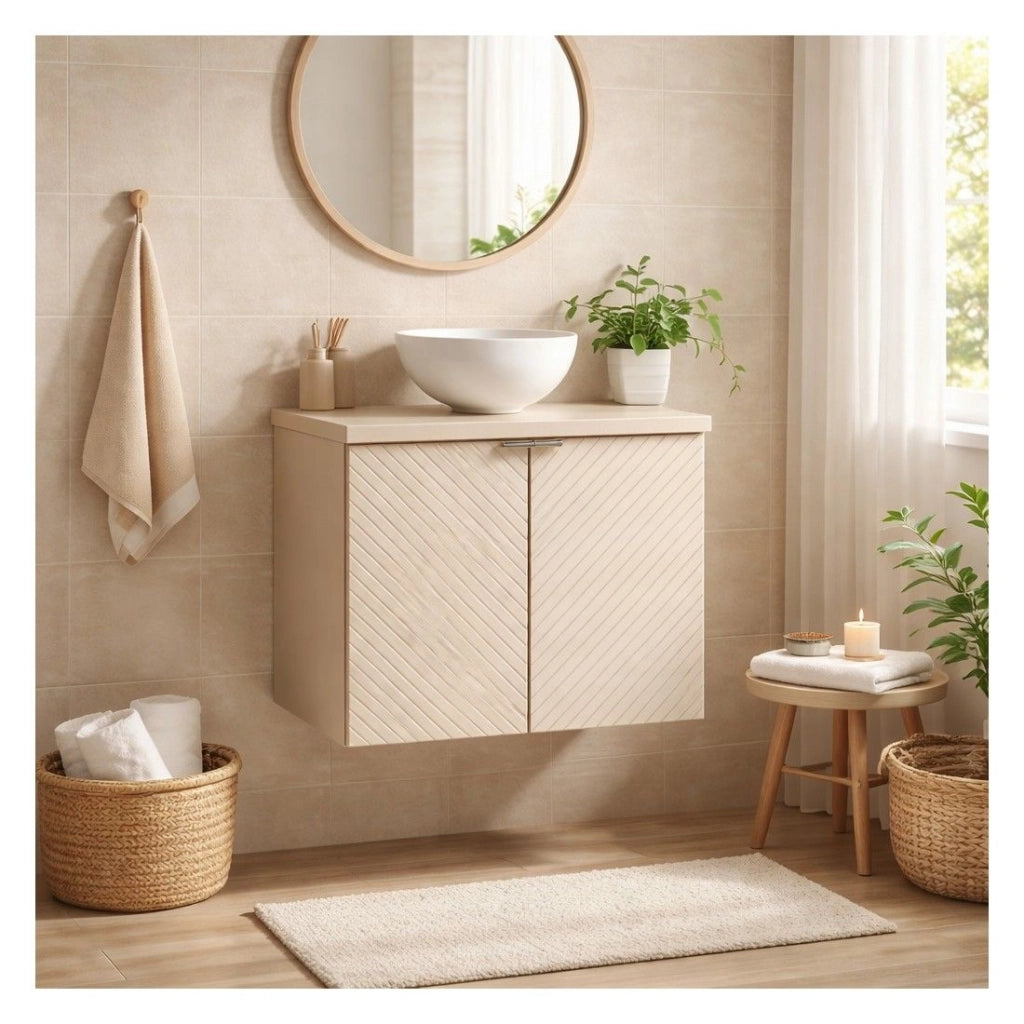 Set per bagno AOKI: mobile sottolavabo con ante 60cm + piano lavabo beige