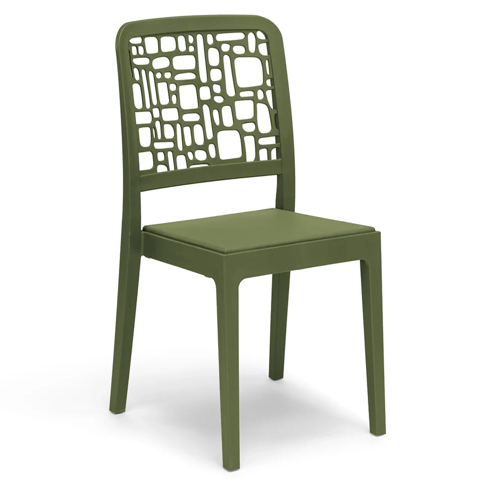 Sedia in polipropilene MEDEA, impilabile, resistente ai raggi UV, design moderno, ideale per sala da pranzo, cucina, sala d’attesa, bar, ristoranti o giardino, colore Verde Oliva