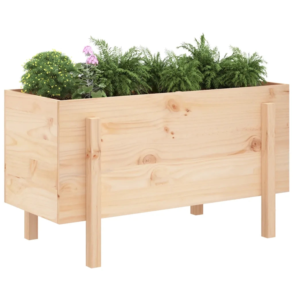 Fioriera | Cassetta per fiori | Vaso Rialzata da Giardino 101x50x57 cm Legno Massello Pino