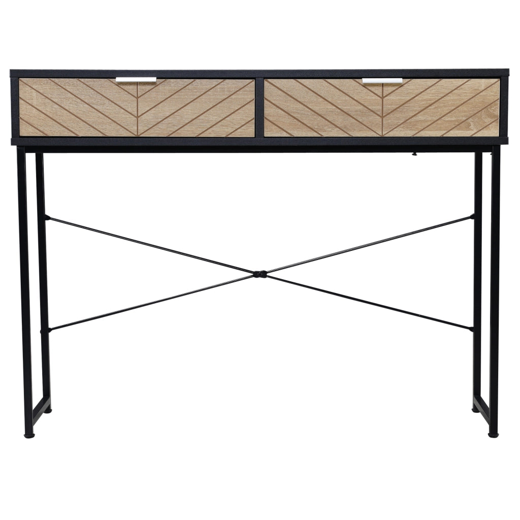Tavolino da caff¨¨ con 2 cassetti ¨C Zephmum ¨C Nero e rovere