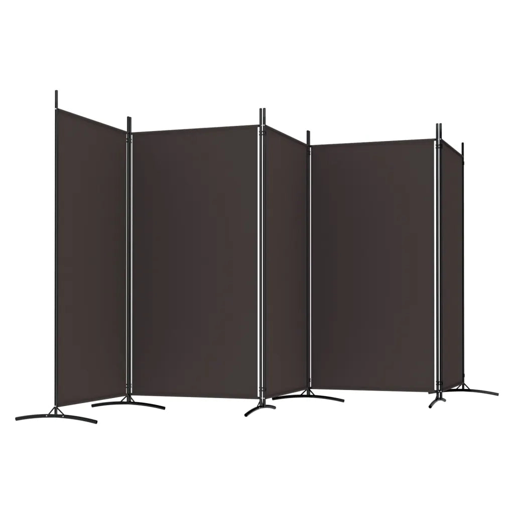 Divisorio Ambienti | Divider per stanze | Paravento a 5 Pannelli Marrone 433x180 cm in Tessuto