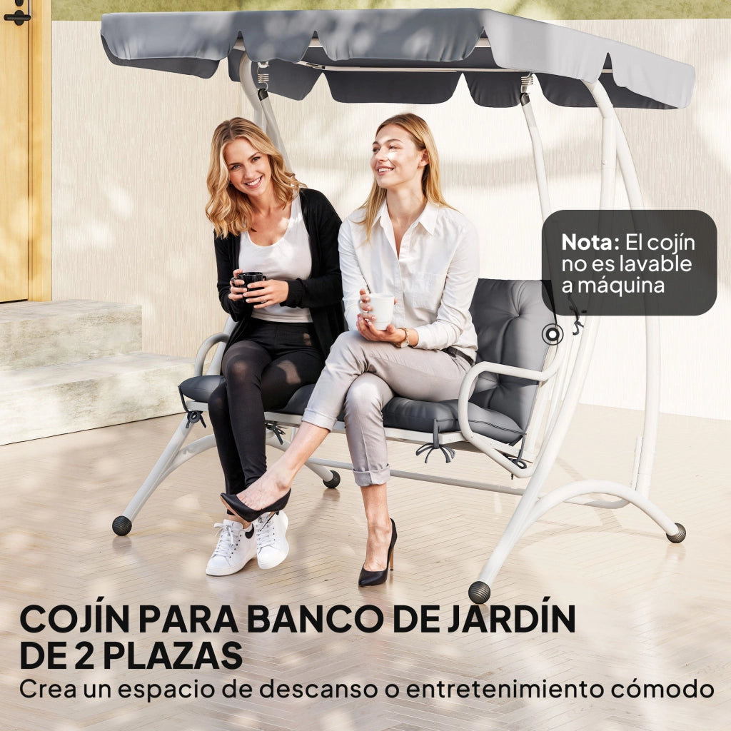Cuscino per Panchina 2 Posti con Schienale ¨C Zephmum ¨C Grigio 100x98x8 cm
