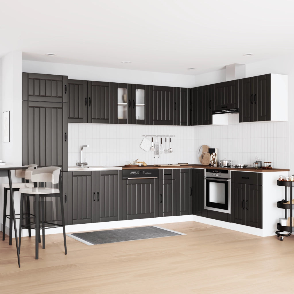 Armadio da Cucina  "Lucca" con Doppio Lavandino in Legno Ingenerizzato Nero