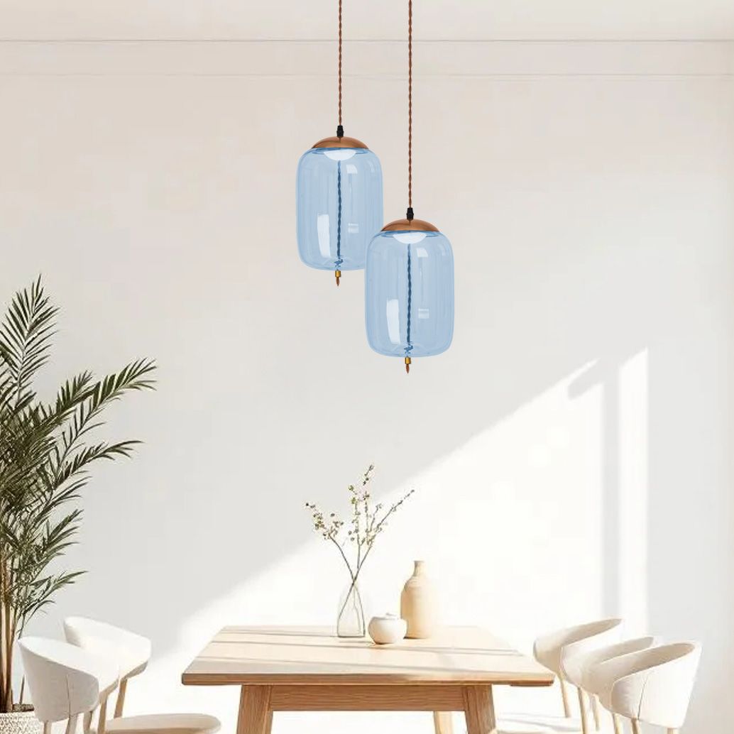 Lampada Led Da Soffitto Pensile Di Vetro Blu App443-cp