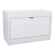 Sgabello scarpiera in legno bianco 80x38x53h